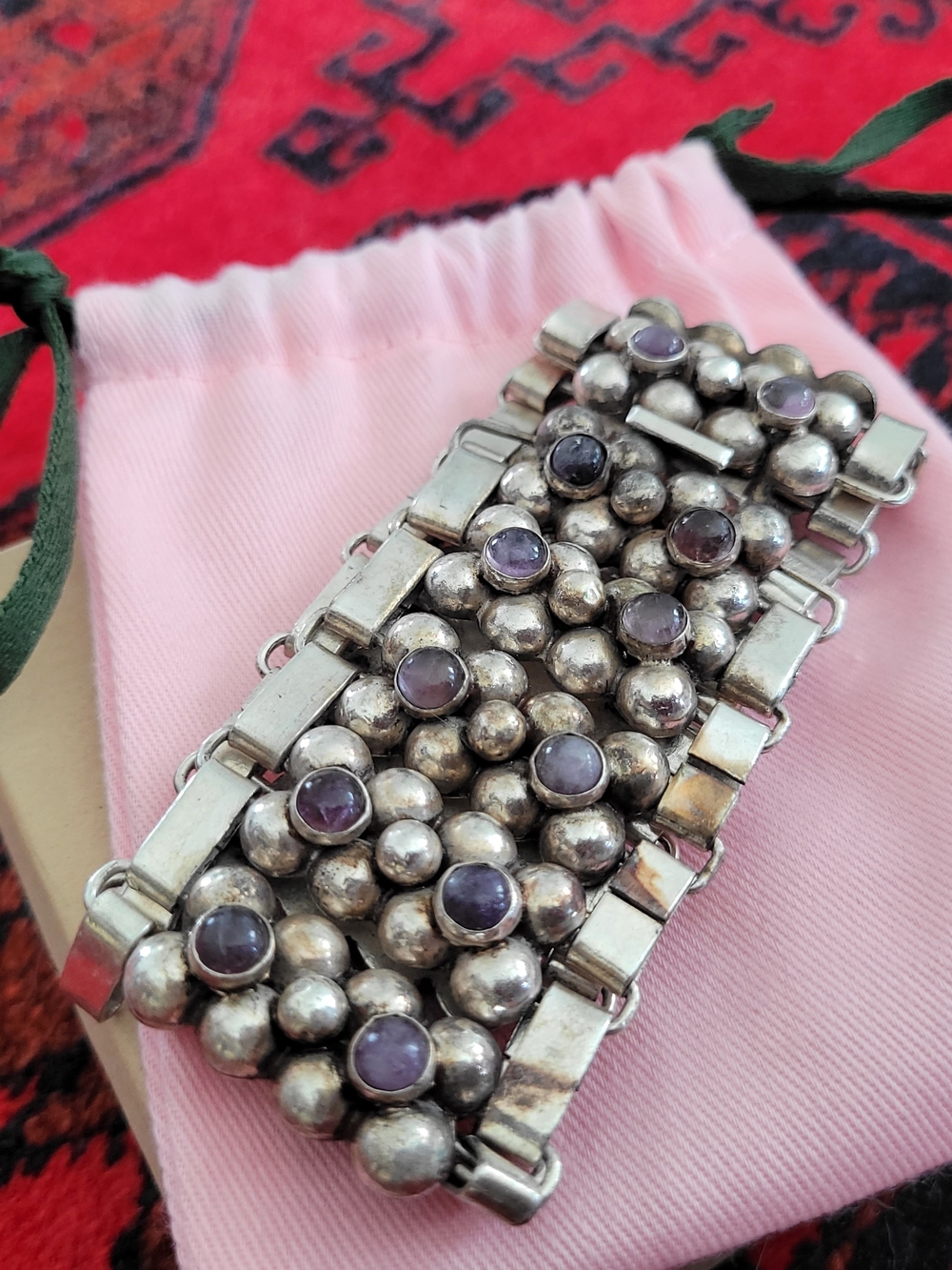Sterling Silver Amethyst Accent Statement Bracelet - Purple - Picture 2 of 11